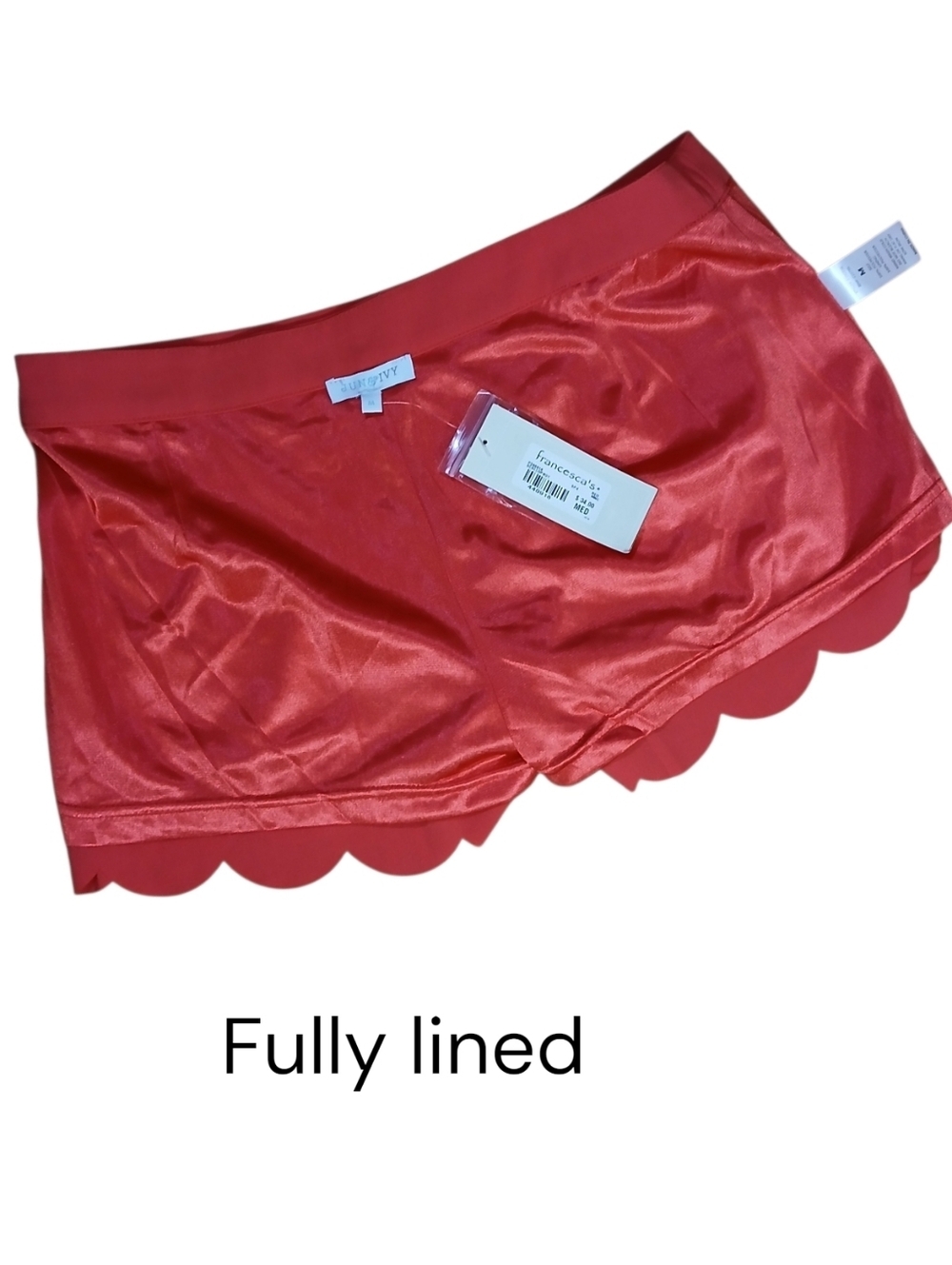 NWT Jun & Ivy Hot Pink Shorts Scalloped Hem Scalloped Pockets - Picture 4 of 8